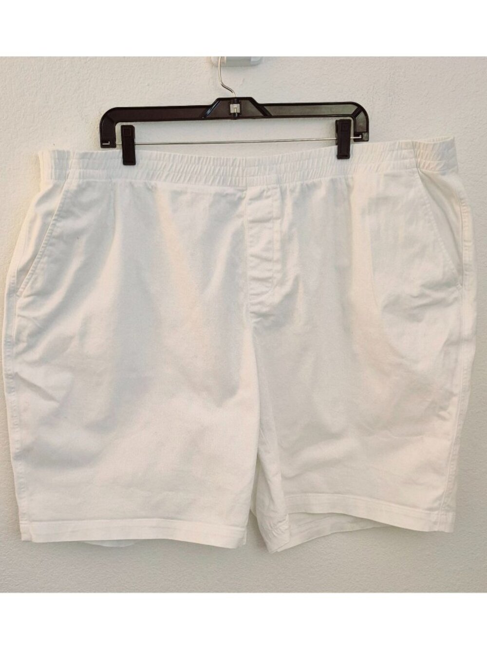 Lands' End White Cotton Pullon Elastic Waist Cotton Shorts, 24W EUC